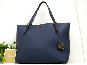 Michael Kors マイケルコース◆サフィアーノ レザー 本革◆トート バッグ◆ネイビー ゴールド金具◆超美品◆肩掛け◆通勤通学◆N6754