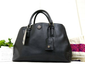 TORY BURCH トリーバーチ◆ロビンソン◆サフィアーノ レザー 本革◆ハンド バッグ◆ブラック ゴールド金具◆美品◆腕掛け◆N6761