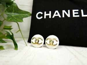 CHANEL シャネル◆ラウンド ピアス◆ホワイト ゴールド GP◆美品◆ココマーク◆ヴィンテージ◆アクセサリー◆N6744