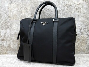 ■美品■PRADA プラダ■メンズ■テスート ナイロン サフィアーノ レザー 本革■ビジネス バッグ ブリーフケース■黒■イタリア製■D11500