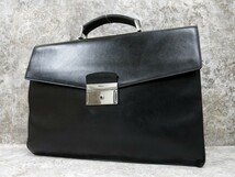 ■PRADA プラダ■メンズ■サフィアーノ レザー 本革■ビジネス バッグ ブリーフケース■黒 SV金具■イタリア製■ヴィンテージ■D11511_画像1