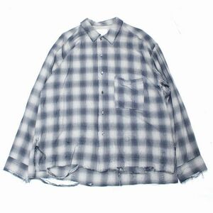 ANCELLM アンセルム 23SS WISM 別注 RAYON CHECK SHIRT レーヨンチェックシャツ 2 ネイビー