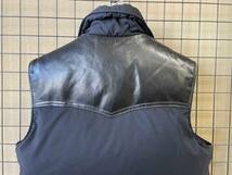 MADE IN USA【Schott/ショット】Leather Yoke Down Vest BLACK sizeS レザーヨーク ダウンベスト 牛革切替し ジャケット アメリカ製_画像5