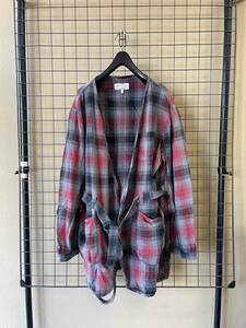 【VAINL ARCHIVE/ヴァイナルアーカイブ】Check Cotton Flannel Gown Shirt sizeM チェック コットン フランネル ガウン シャツ ジャケット