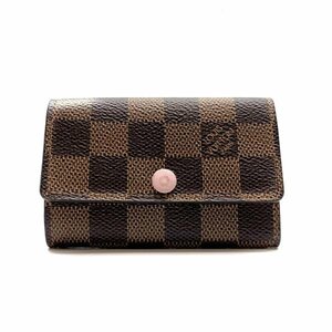 LOUIS VUITTON ルイヴィトン N41624 ミュルティクレ6 ローズバレリーヌ ダミエ 6連 キーケース キーリング レディース 管理RY23005004