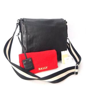 本物良品■バリー/BALLY■トレイン スポッティング/ブラックレザー/ストライプ■斜めがけショルダーバッグ