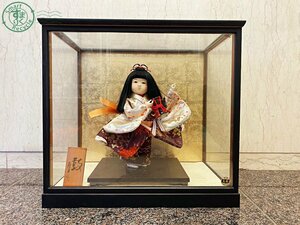 211332588　●1円～ 長月作 鼓 日本人形 女の子 子ども 約39×42×28cm ケース 人形 和風 インテリア 中古