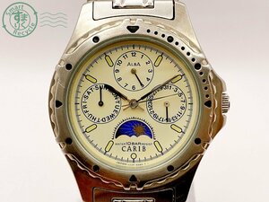 11311997　▽ SEIKO セイコー V33F-6B20 ALBA アルバ メンズ 腕時計 QZ クォーツ CARIB カリブ サン＆ムーン ヴィンテージ