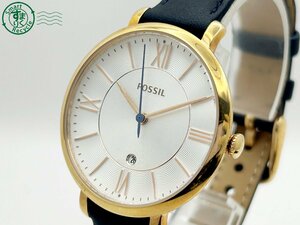 11321943　◇ FOSSIL フォッシル ES3843 白文字盤 ピンクゴールド デイト ３針 ラウンドフェイス メンズ クォーツ QUARTZ QZ 腕時計 中古