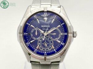 11312523　＃ SEIKO セイコー WIRED ワイアード V14J-0BV ソーラー クロノグラフ 3針 腕時計 青文字盤 ブルー 純正ベルト ヴィンテージ