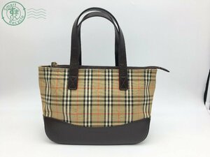 11282930　＊ BURBERRY バーバリー ハンドバッグ ノバチェック キャンバス レザー ブラウン 茶 レディース メンズ 中古