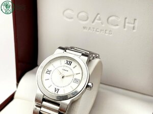 11524144　＃ COACH コーチ クォーツ QZ 3針 デイト アナログ シルバー 腕時計 白文字盤 ホワイト ヴィンテージ 中古 レディース 箱付き