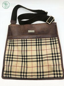 11312703　▽ バーバリー BURBERRY チェック柄 ショルダーバッグ 斜め掛け ノバチェック ベージュ ブラック レディース 中古