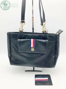 11283869　♭ TOMMY HILFIGER トミーヒルフィガー ハンドバッグ ショルダー トート レザー ゴールド金具 レディース 中古