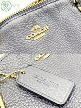 11422214　▽ COACH コーチ F34493 2way ハンド ショルダー バッグ トートバッグ レザー ネイビー系 ゴールド金具 ブランド 中古_画像7