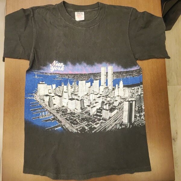 80年代 ONEITA NEW YORK ニューヨーク 夜景 Tシャツ ビンテージ 両面プリント
