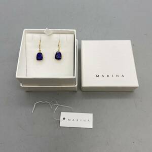 【K-38】MARIHA マリハ フックピアス 金属部分 K18 18金 750 総重量1.4g ラピスラズリ カラーストーン 青石 アクセサリー ゴールド 箱付き