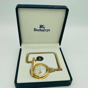 バーバリー 懐中時計 Burberrys LONDON SWISS MADE ゴールドカラー チェーン フィルムカバー付き 不動品 　【鑑定本舗】