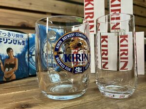 昭和レトロ　KIRIN キリン ビールグラス キリンビール ノベルティ ビールジョッキ コップ タンブラー 8客セット ビンテージ