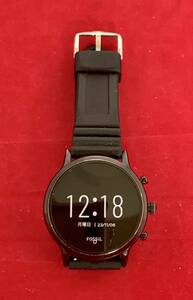 ☆フォッシル/FOSSIL THE CARLYLE HR 0523 ブラックシリコン ジェネレーション5スマートウォッチ 中古☆