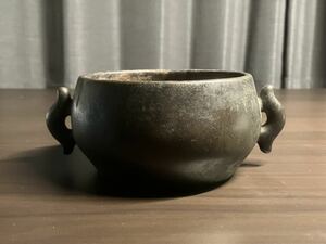古銅　大明宣徳年製　香炉　重量0.8kg　中国美術 骨董 旧家 古美術品 唐物 火鉢 瓶掛 
