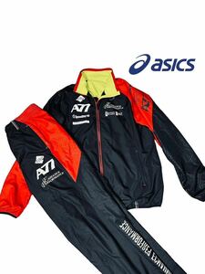 【新品同様】A77 ◆asics アシックス ◆ウインドブレーカー 上下 ジャージ ジャケット トレーニングウェア セットアップ　 サイズ XL