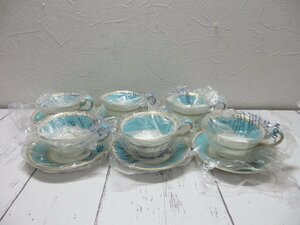 １円　長期保管品　WEDGWOOD ウェッジウッド　ULANDER ユーランダー ターコイズ 　カップ＆ソーサー　６客? 【星見】