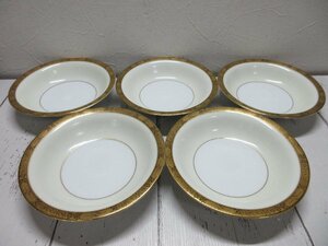 １円　良品　Noritake/ノリタケ「GOLDKIN」5675 豪華金彩 　鉢　皿　 5客 洋食器　ゴールド 【星見】