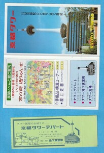 京都タワーの展望券（使用済）と説明書★80年代くらい