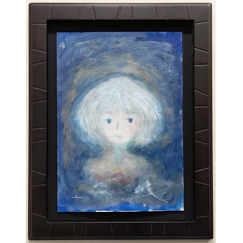 Takafumi Uchino Blue Bird Portrait Peinture Figure Peinture Acrylique Art Contemporain Oeuvre Fine Art Cadre Original Art Authentique, Ouvrages d'art, Peinture, Portraits