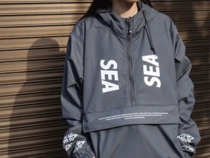 送料込み 即決!!黒ブラックL WIND AND SEAアノラックジャケットANORAK PARKA JACKETウィンダンシーWDS ナイロン プルオーバーJKT 送料無料