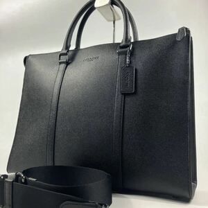 1円【極美品×現行モデル】 COACH コーチ ビジネスバッグ 2way グラハム ブラック 黒 A4可 CE439 ブリーフケース メンズ 通勤鞄 レザー