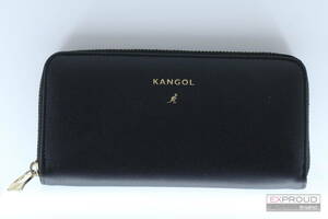 美品★R35 KANGOL カンゴール 長財布 ラウンドファスナー ブラック カード入れ 大容量 小銭入れ メンズ レディース 約10cm×20cm×3cm