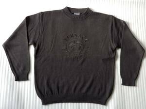 . Gianni 90s old name Versace jeans kchu-ruVersaceJeansCouture Vintage sweater mete.-sa embroidery black cleaning settled 