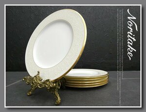 ◆FX24◆美品◆Noritake ノリタケ◆ホワイトパレス◆金彩◆27.5cm◆ディナープレート6枚セット◆主菜皿◆盛皿◆ボーンチャイナ◆磁器◆5万