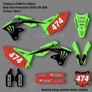 【送料無料】カスタムチームグラフィックデカールステッカーフィットkawasakiデカール2013 2014 2015 2016 KXF250 KX250F 006の画像6