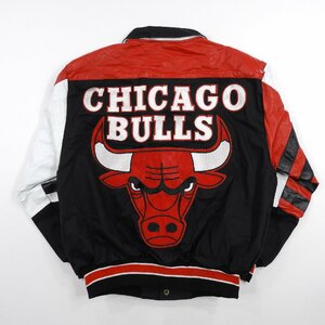 希少 JEFF HAMILTON ジェフハミルトン 袖革スタジャン Chicago Bulls ブルズ #12349 ヴィンテージ オールドスクール 90's ジャケット