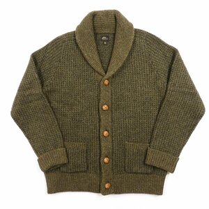 美品 L.L.Bean LLビーン ウール ショールカーディガン オリーブ size L #12468 アメカジ セーター エルエルビーン