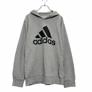 中古 古着 adidas プリント スウェット パーカー L グレー ブラック アディダス フーディー ポケット 古着卸 アメリカ仕入 a511-5289