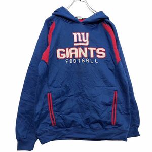 中古 古着 NFL ロゴ スウェット パーカー L ブルー ホワイト レッド アメフト ny GIANTS ラグラン ポケット 古着卸 アメリカ仕入 a511-5365