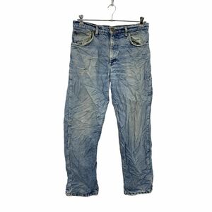 中古 古着 Carhartt デニムパンツ W35 カーハート ブルー ロゴ ワーク 古着卸 アメリカ仕入 2310-599