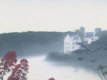 【GINZA絵画館】大城真人　油絵１０号「赤い花のある水辺（ベル島）」カナダ・リアリズム人気作家・１点もの　R73C3H0G5F2U1U_画像5