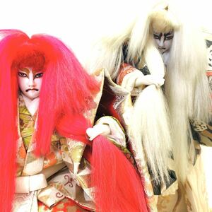 U11090 歌舞伎人形 連獅子 舞踊人形 日本人形 和風 昭和レトロ 置物 当時物 インテリア 飾り物 ディスプレイ 札幌発