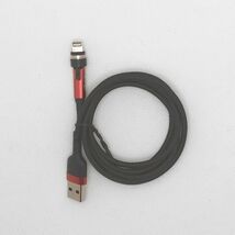 ライトニング１ｍ赤色１本曲るマグネット磁石式USB充電通信ケーブル　iPhone_画像2