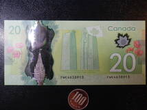 値下げ！格安！100Yen~ カナダ 現行 2012年 ポリマー 20 Dollars 未使用_画像2