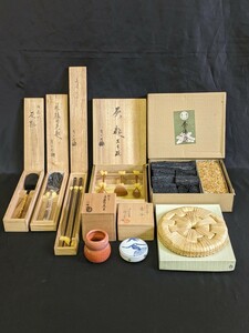 【萬】⑫初品　香合　蓋置　灰匙　火箸　炭　釜敷　茶道具　まとめて　9点セット