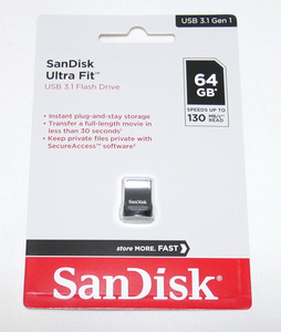 新品 送料無料 USBメモリ 64GB SanDisk Ultra Fit SDCZ430-064G-G46 USB3.1 サンディスク 64 USB3