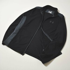 ★スポーツウェアに！ アンダーアーマー UNDER ARMOR トラックジャケット S ブラックxグレー heat gear ヒートギア ロゴ入り ★