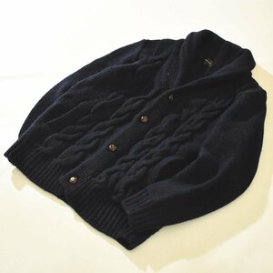 ★ざっくり ローゲージ ケーブル編み メイルアンドコー MALE&Co. ショールカラー ニット カーディガン L ★セーター カウチン ジャケット★