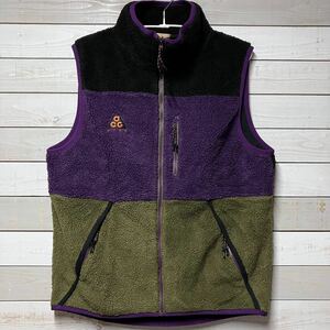 SIZE L NIKE ACG FLEECE VEST BLACK GREEN ALL CONDITIONS GEAR ナイキ エーシージー フリース ベスト OUTDOOR アウトドア